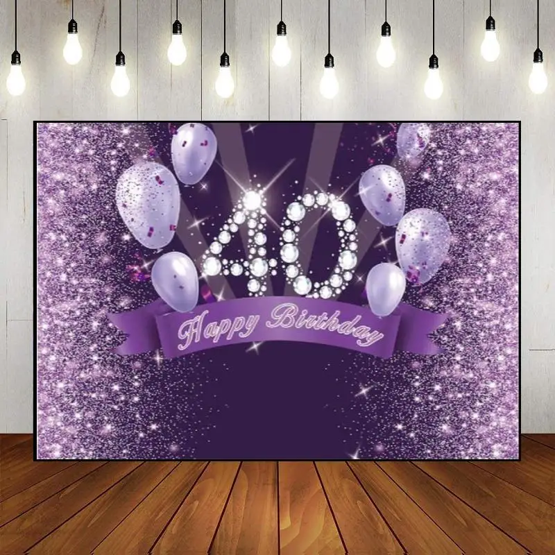 Man Woman Banner 40year Decoration Party Wall Photography Happy 40th Birthday Photo Golden Balloon Backdrop The Breath of Youth