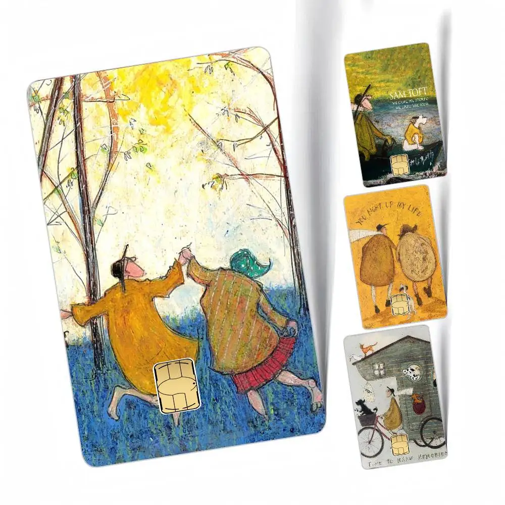 S-Sam Toft Retro Nostalgie Anime Cartoon 4 Stück 1 Set Aufkleber Folie Hülle für Große Kredit- und Debitkarten Vorderseite