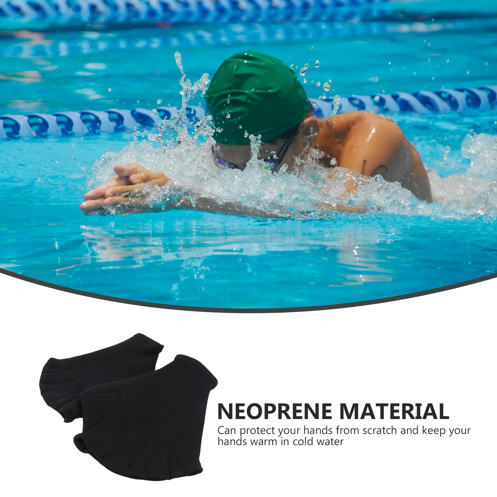 

1 Pair Swimming Gloves Webbed Diving Hand Gloves For Water Sports Skin-Friendly Comfort Palm Shape Retention Uv Jellyfish