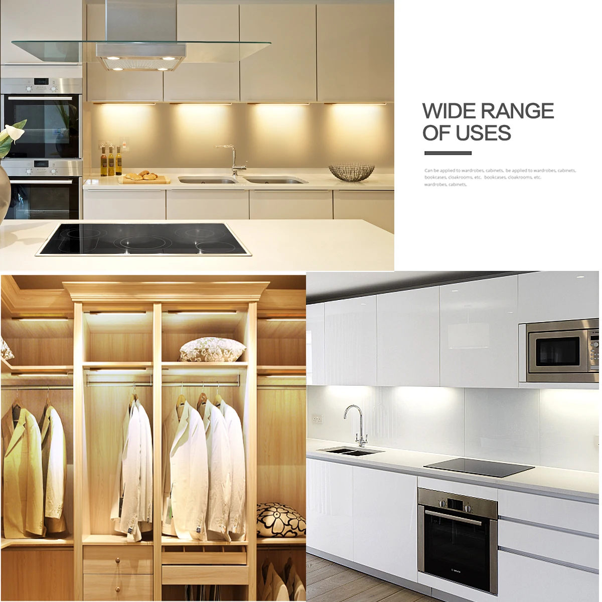 ห้องครัวภายใต้ตู้เซนเซอร์ LED ชุด Linkable LED Bar Light มือกวาดหรี่แสงได้สวิทช์ชั้นวางเคาน์เตอร์ Workbench Closet