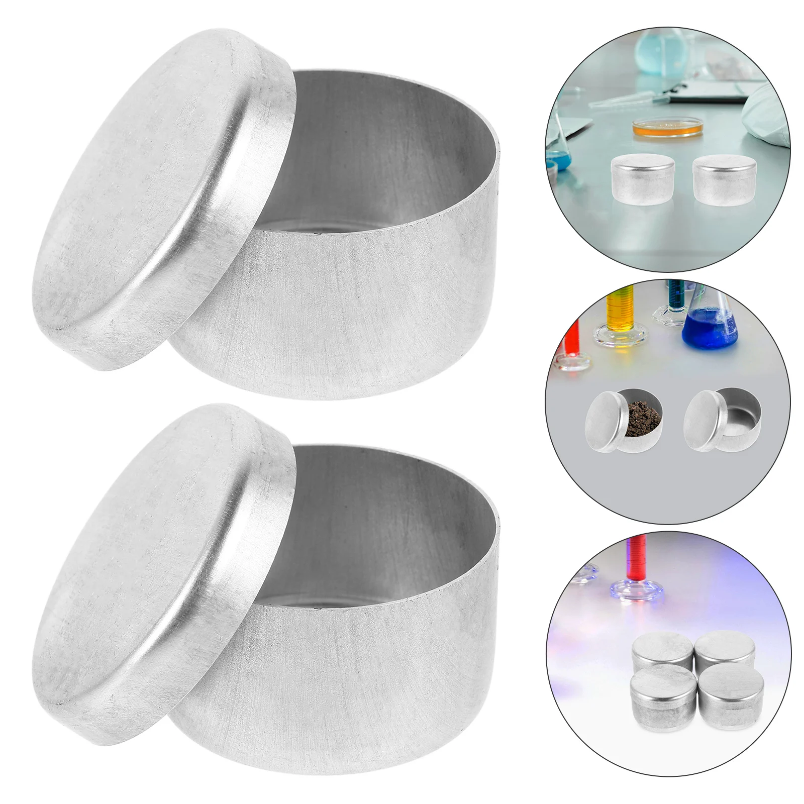 

Reusable Sample Box Jars with Lids Portable Aluminum Tin Black Silver Soil Containers