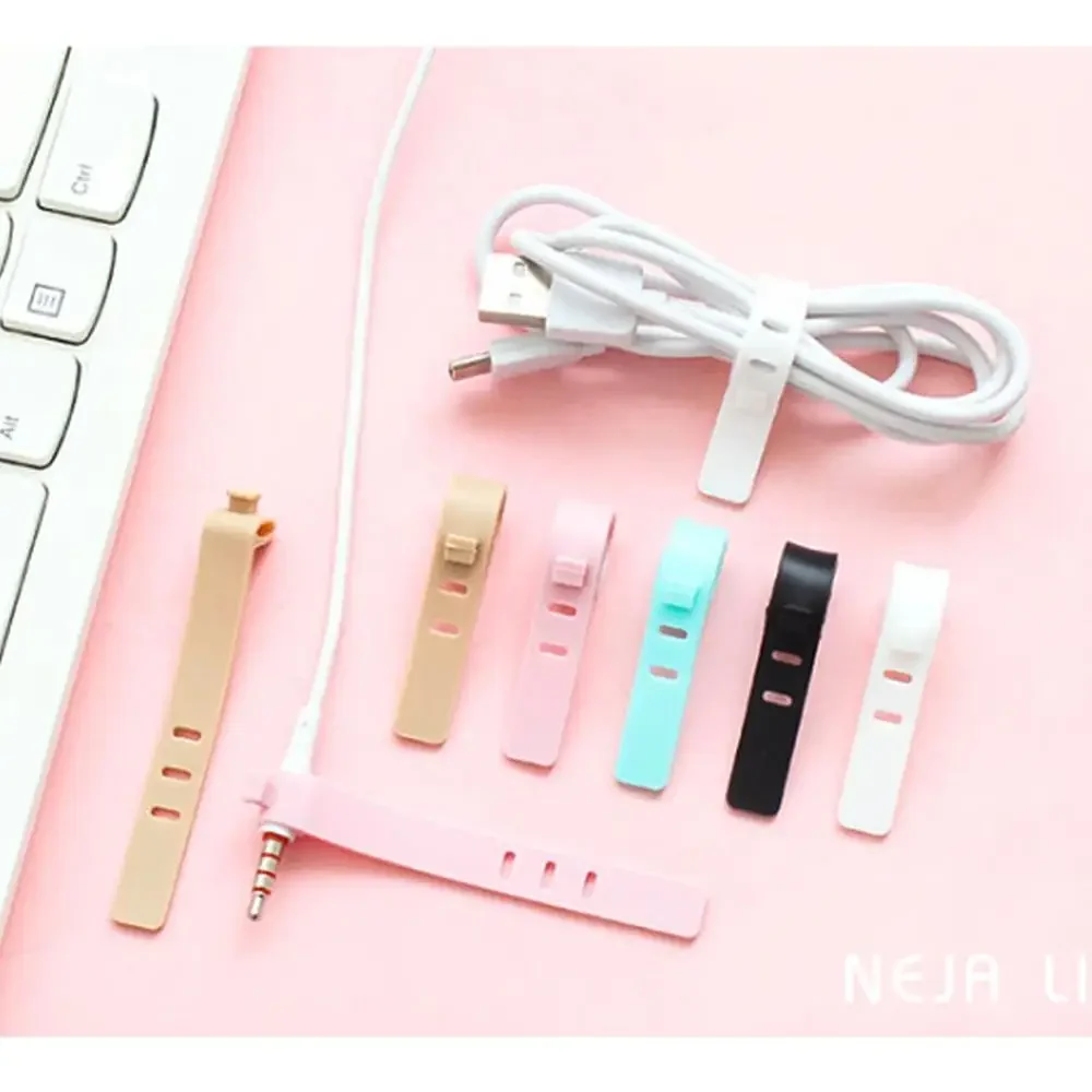 Universal Silicone Cable Organizer USB Cable Winder Wire Data Line Holder Earphone Wire Organizer Fixer Desk Office Management