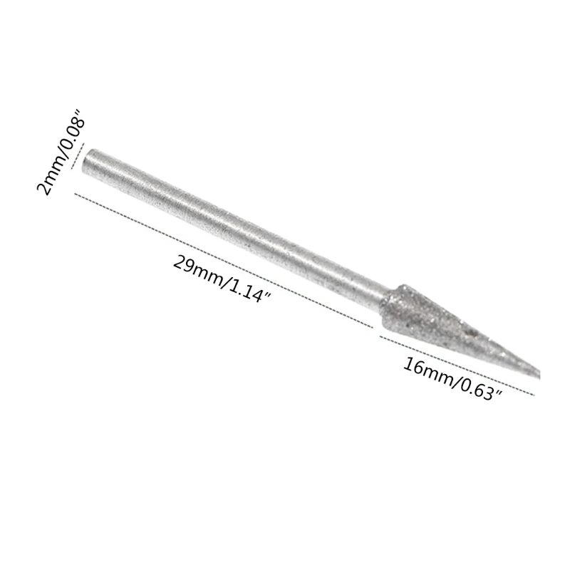 f92c 6 조각 2 mm 원뿔형 다이아몬드 그라인딩 비트 바늘 라피 다리 조각 도구 바늘