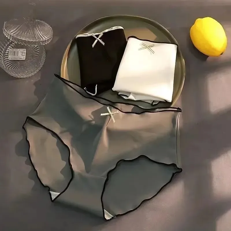 

1/2/3/4 шт., треугольное нижнее белье из чистого хлопка с низкой талией, женские трусы из ледяного шелка, удобное дышащее летнее нижнее белье