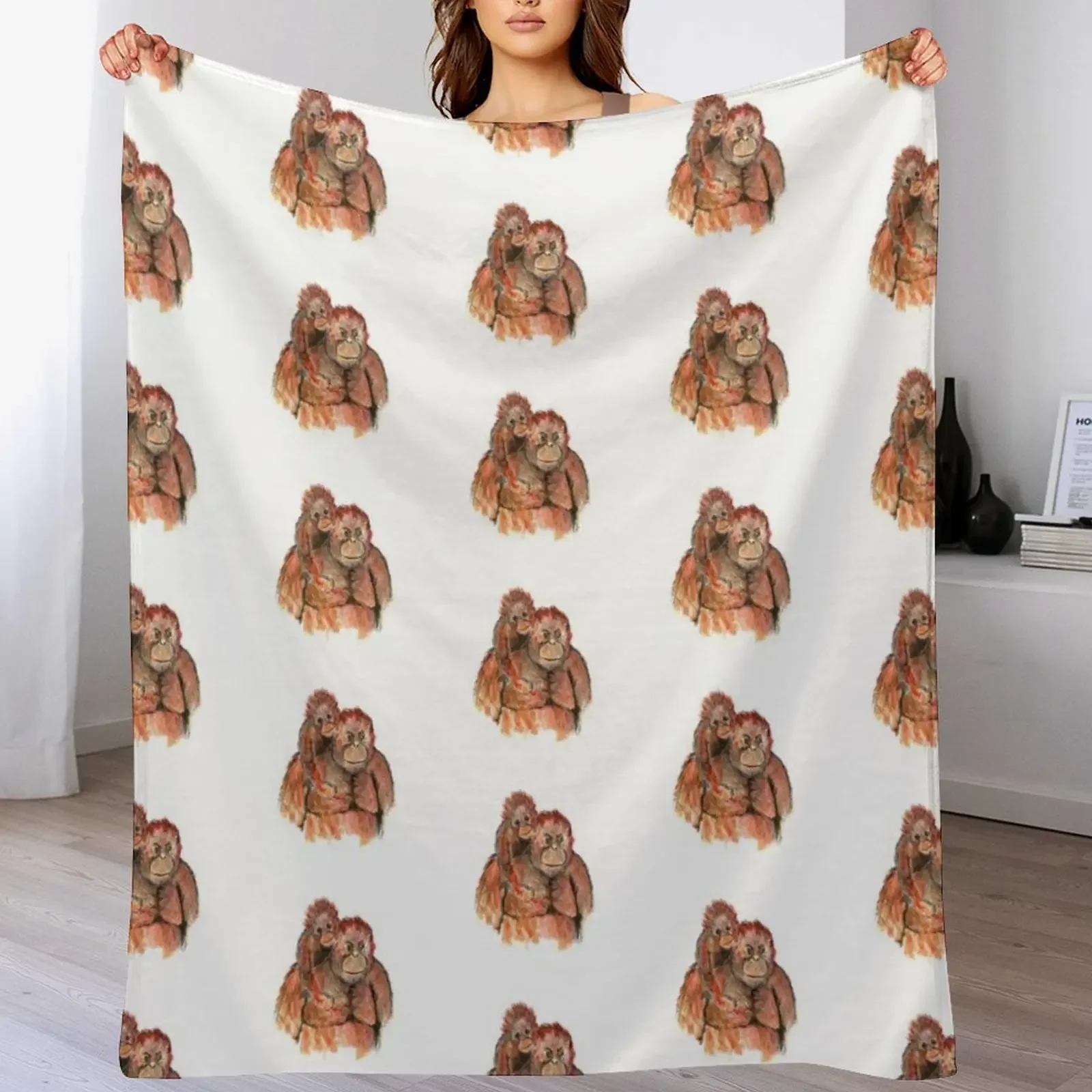 

Orangutan Throw Blanket Warm Napping Blanket for Office Couch Bed