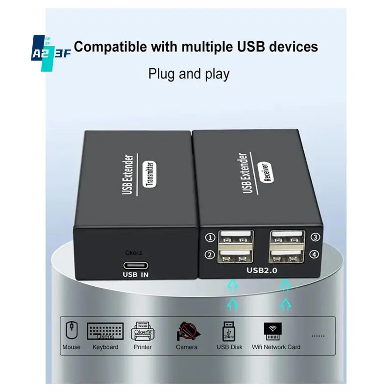 A23F-120M 4 Ports USB Extender Over Ethernet RJ45 Cat6 Cable Hub Adapter Converter For Keyboard Mouse Printer Scanner