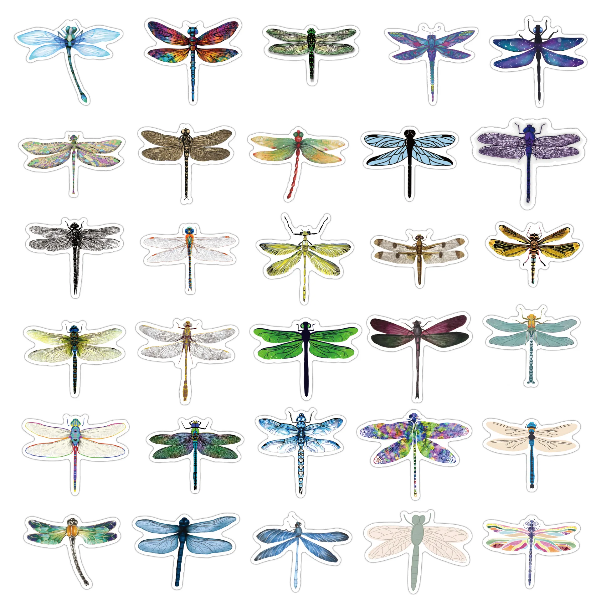 10/30/50/100Pcs Multicolored Dragonflies Sticker For Snowboard Laptop Luggage Car Fridge DIY Styling Vinyl Sticker