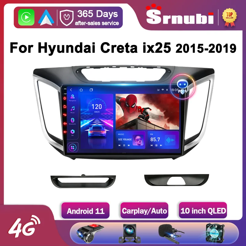 

Srnubi Android 11 Автомагнитола для Hyundai Creta ix25 2016-2018 мультимедийный видеоплеер 2Din 4G GPS навигация Carplay головное устройство