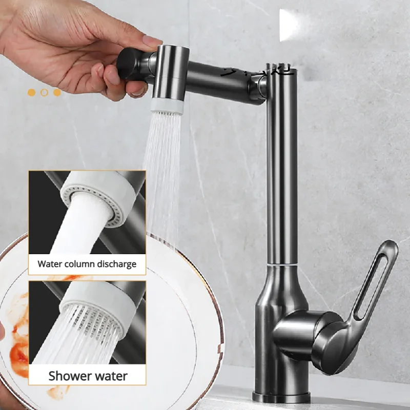 

Cold and Hot Water Tap Stainless Steel Mixer Faucet Universal Rotation 2 Modes Spray Washbasin Sink Faucet Deck Mounted