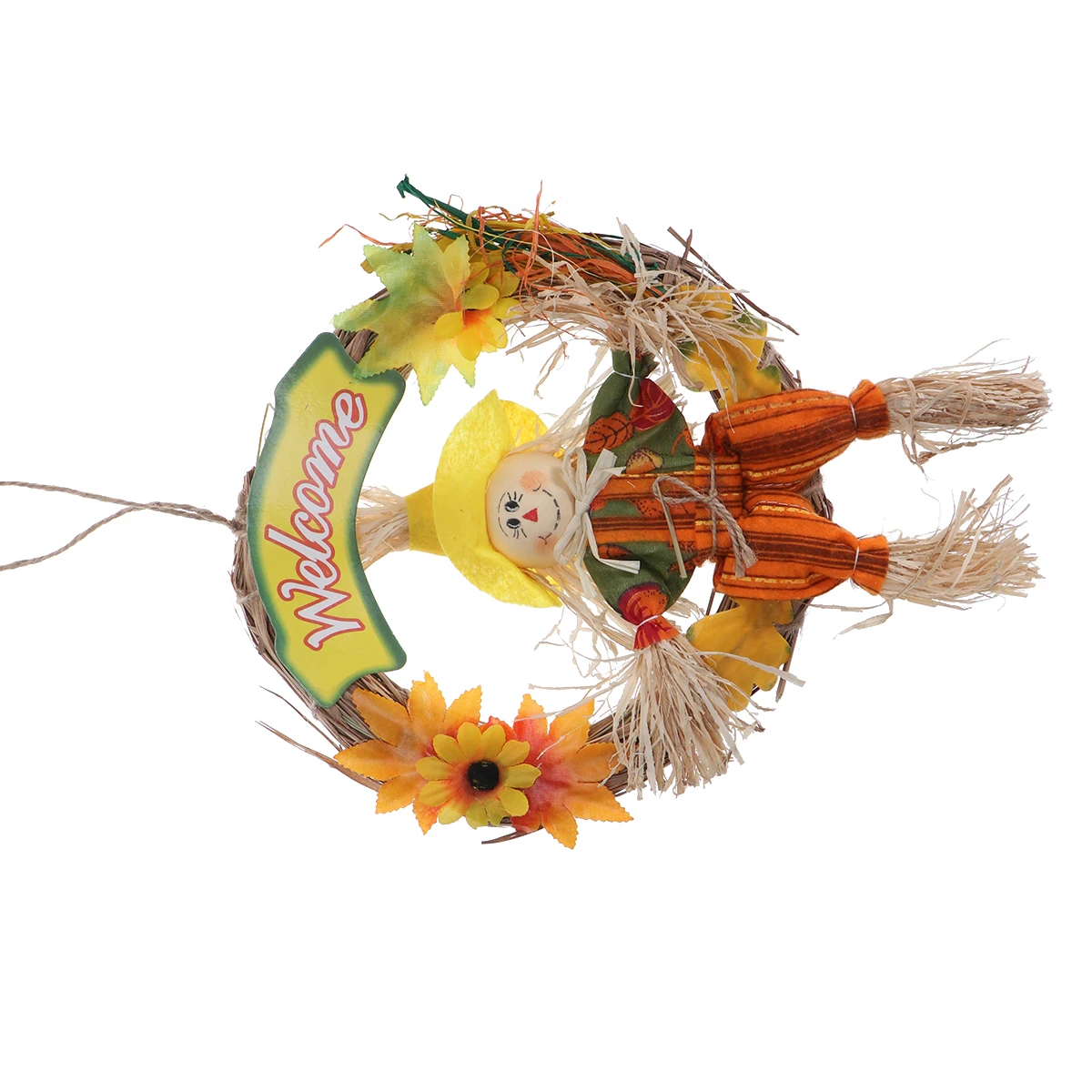

Scarecrow Pendant Straw Garland Wreath Hanging Ornament Halloween Thanksgiving Decor Fall Harvest Festive Door Yard Bar School