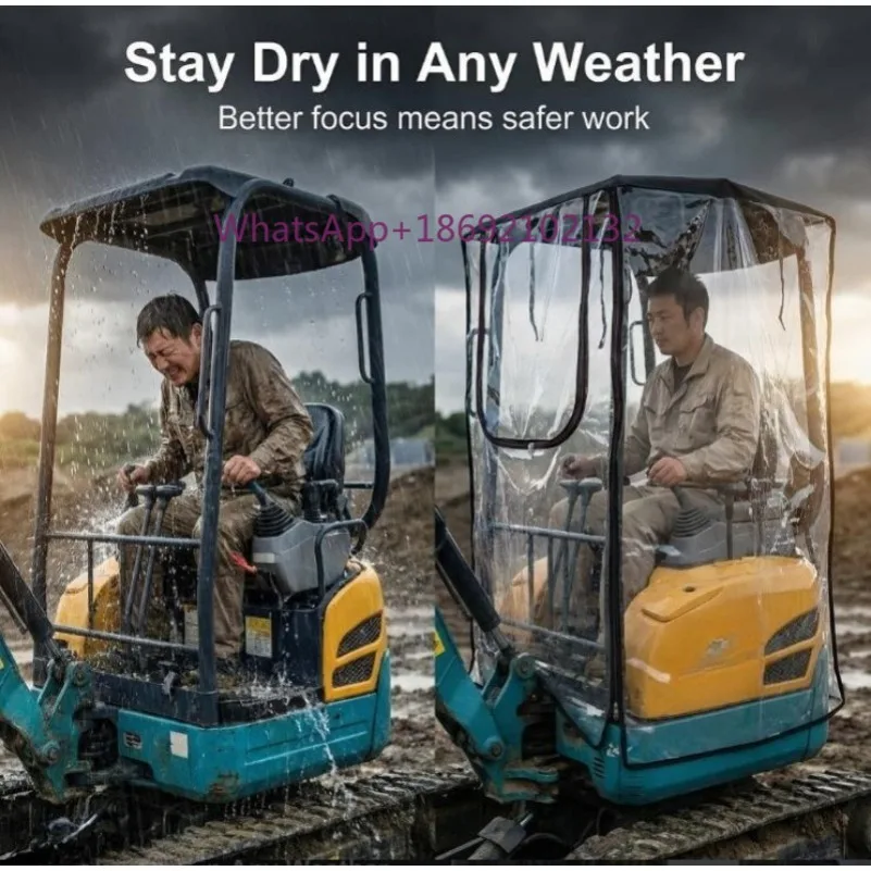 Mini Digger Rain Cover Windproof Warm Awning PVC Cover for 1-2Ton Excavator