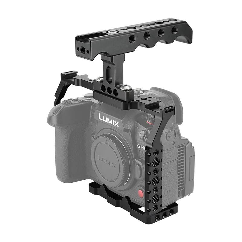 CAMVATE Full Camera Cage Rig with Top Handle & Cold Shoe Mounts & NATO Rail Special For Panasonic Lumix GH6