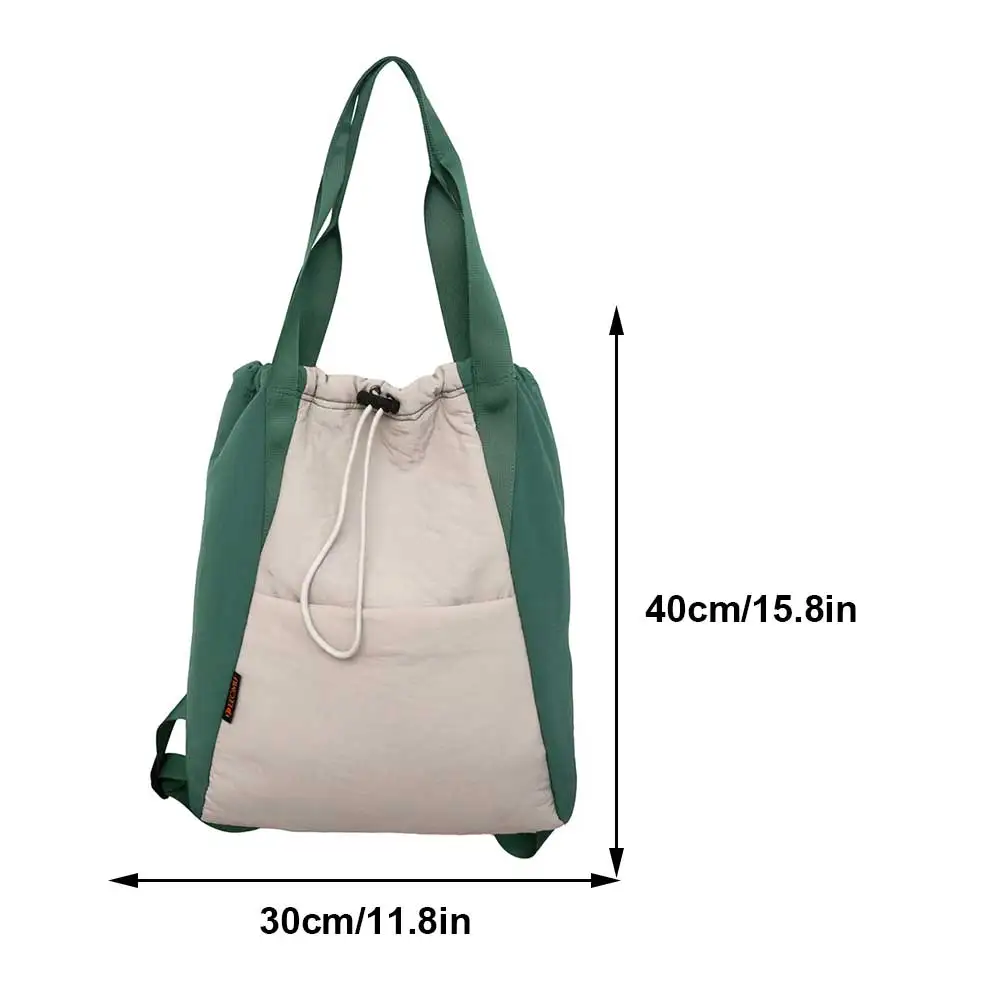 Women Nylon Padded Fashion Backpacks Drawstring Fluffy Shoulder Bag Large Capacity Students Bookbag Down Waterproof Tote Handbag