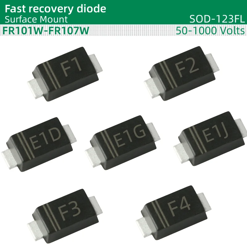 50pcs/lot Fast recovery diode SOD-123FL FR101W FR102W FR103W FR104W FR105W FR106W FR107W E1D E1G E1J 50 to 1000 Volts 1.0Ampere