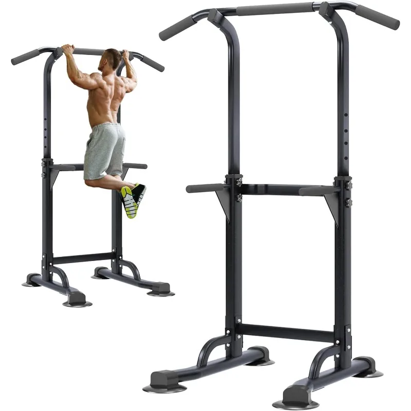 

soges Power Tower Pull Up Bar Station, Free Standing Pull Up Rack Dip Station for Home Gym, Height Adjustable Home Strength