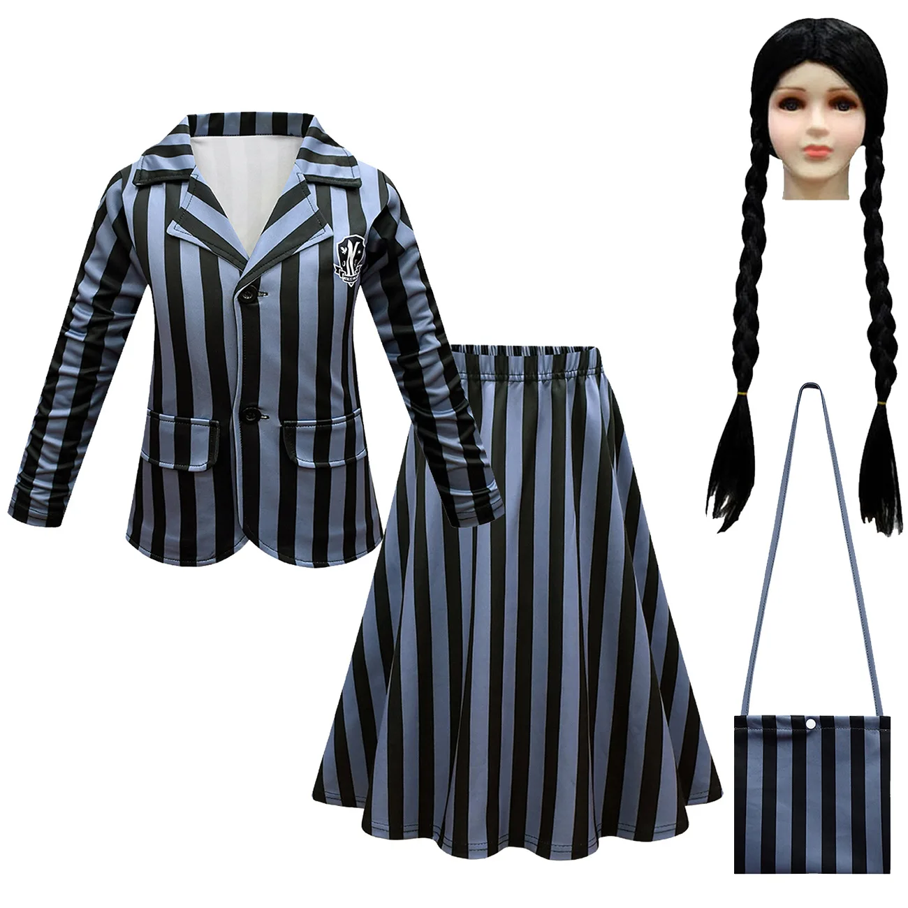 

Addams Family Halloween Costume Girls Wednesday Addams Jenna Ortega Nevermore Academy Uniform Cosplay