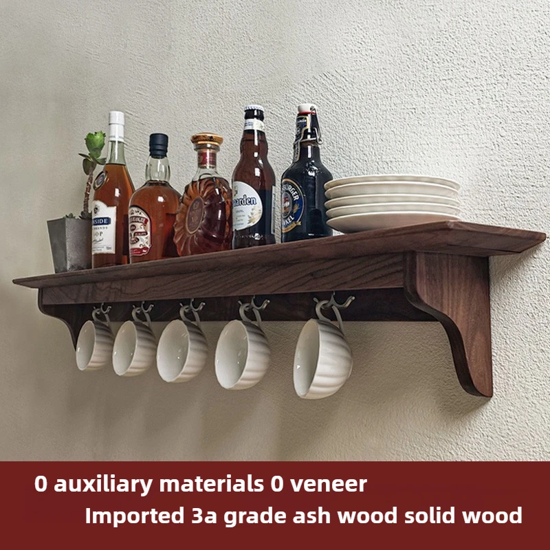 

Винтажная плавающая полка из цельного дерева, настенная полка для французского кантри, подставка для чашек для кухни, доска для специй, держатели для хранения в гостиной