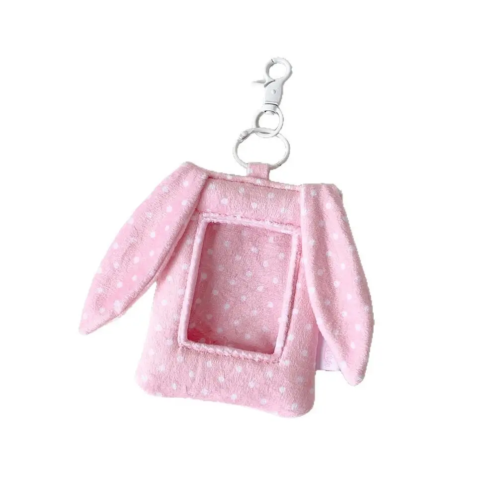 Rabbit Ears Polka Dot Photocard Holder Hanging Decoration with Keychain Photo Photocard Frame Korean Style Picture