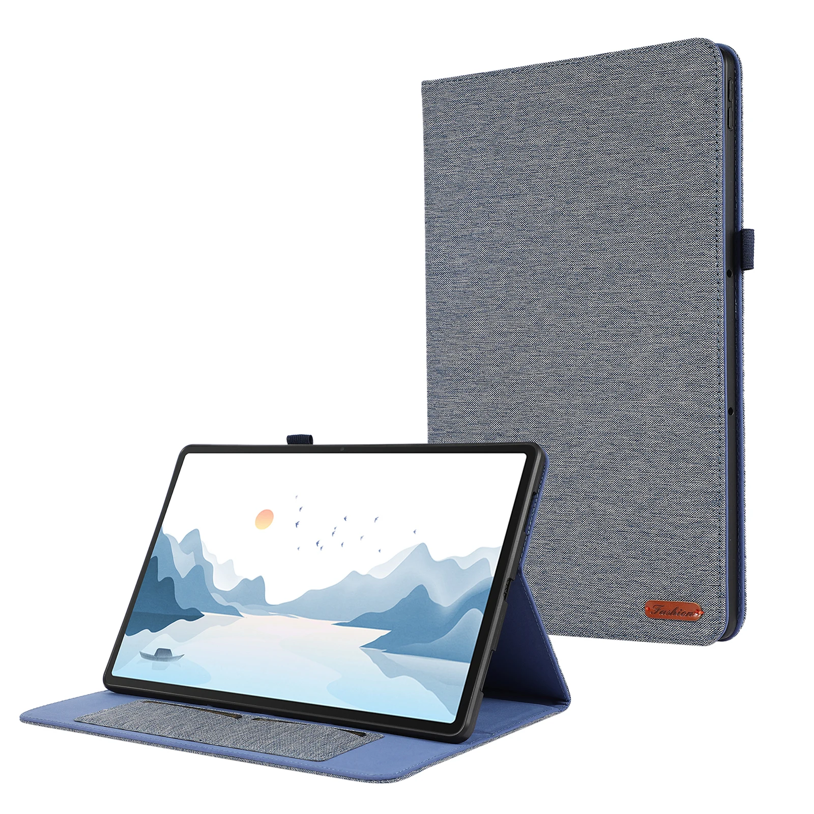 

Для Lenovo Tab P12 Чехол Тканевый кожаный чехол для планшета с держателем для карт - синий