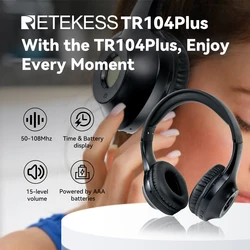 Retekess TR104Plus FM Headset Radio Headphone Receiver for Meeting Training Church Translation Conference Interpretation