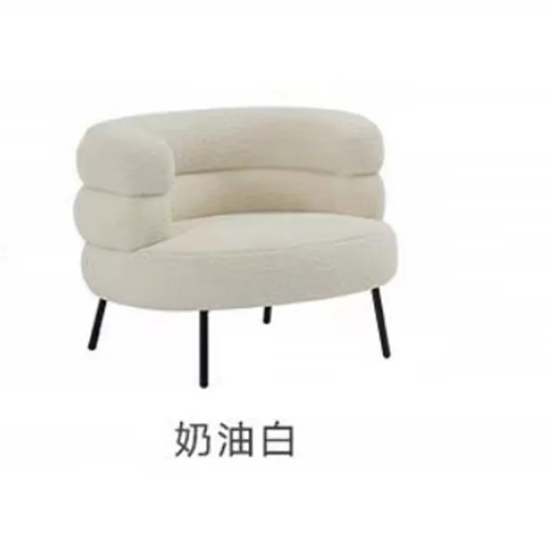 

Lamb Wool White Bedroom Balcony Leisure Recliner Small Apartment Simple Makeup Chair Modern Single Sofa