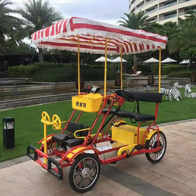 

Quadricycle 4 Person Electric Surrey Bikes 2 Seats 2 Person Four Wheel Surrey Bikes