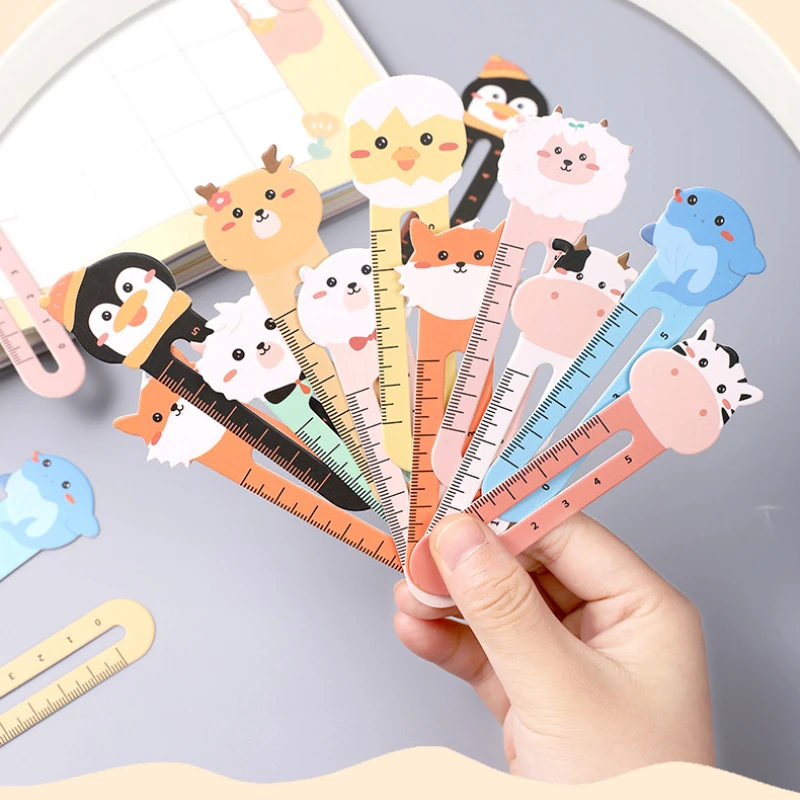 50pcs/bag Cute Animal Bookmarks Paper Ruler for Kids Birthday Party Favor Classroom Prize Back to School Stationery Children