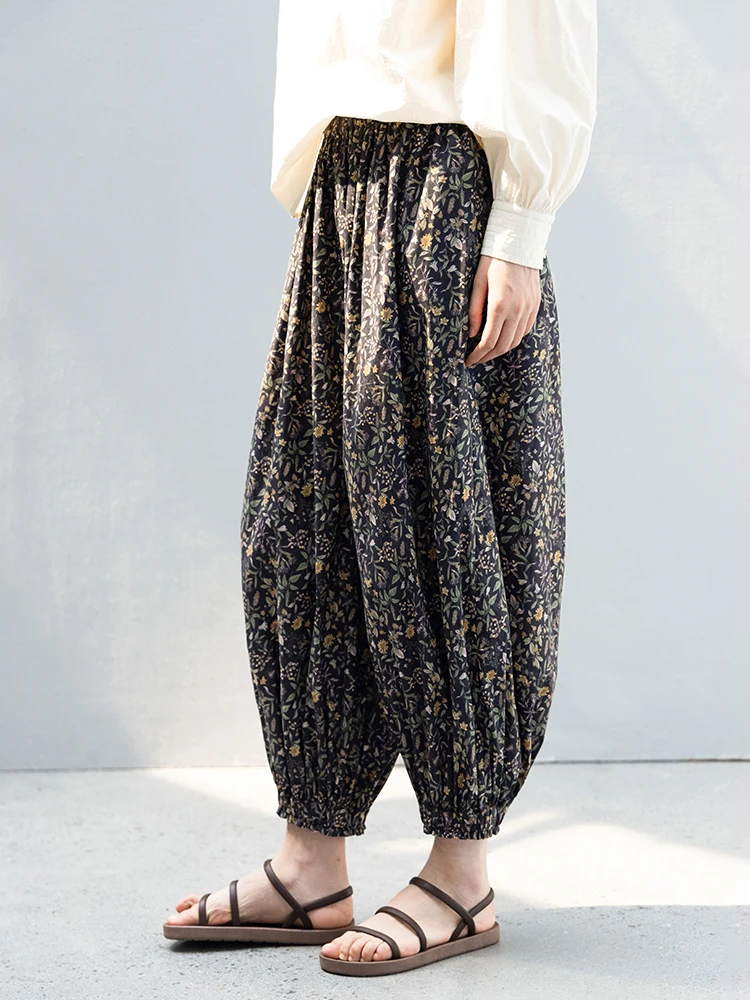 

Новые летние брюки Le Collection свободного кроя с эластичным поясом, хлопковые, с принтом, женские повседневные брюки, для работы и отдыха, в стиле арт-дизайн