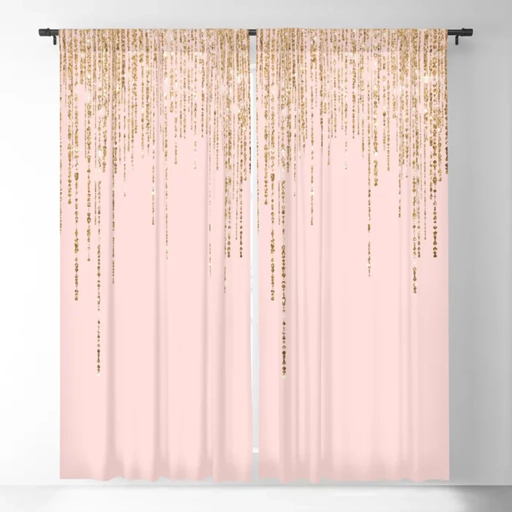 

Modern Style Window Curtains for Living Room, Pink, Golden, Flash, Bedroom, Kitchen, Home Decoration, Drapes, Blinds