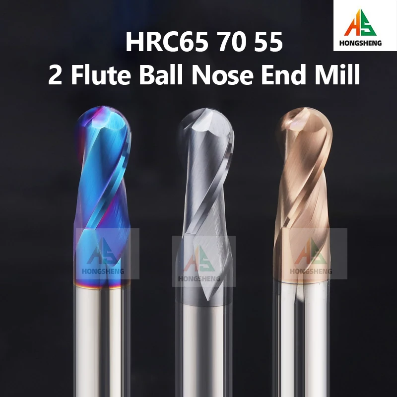 

HRC70 55 65 2-зубая сферическая концевая фреза, фреза из карбида вольфрама, фрезерный станок с ЧПУ, фрезерный инструмент R0,5 R1 2 2,53 4 5 6 мм, обработка тоже