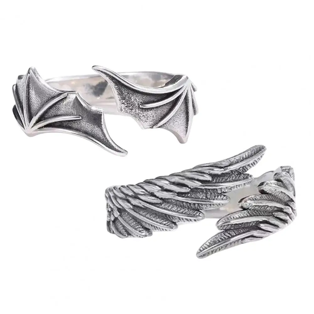 Fashion Angels Devil Wing Couple Ring Adjustable Animal Valentine Gift Open End Lover Ring Jewelry Accessory
