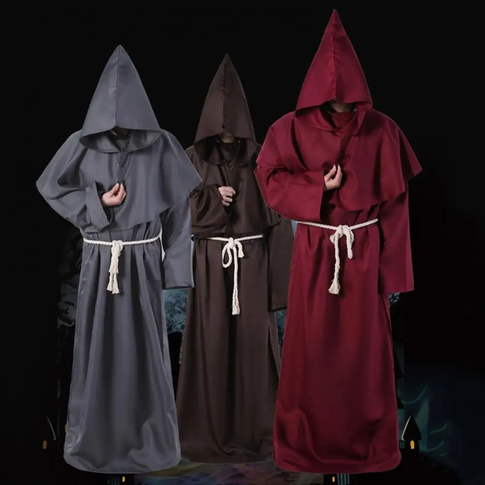 Medieval Monk Robe Costume Wizard Costume High Quality Halloween Easter Priest Cos Costume Shawl Festival