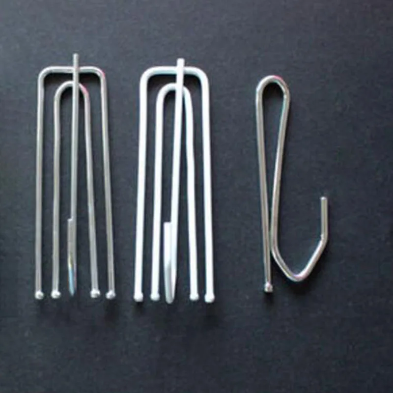 10PCS white Metal Single Hook Four Fork Curtain Tape Hook Curtain Cloth Ring Clamp Tracks DIY  Home Accessories D4