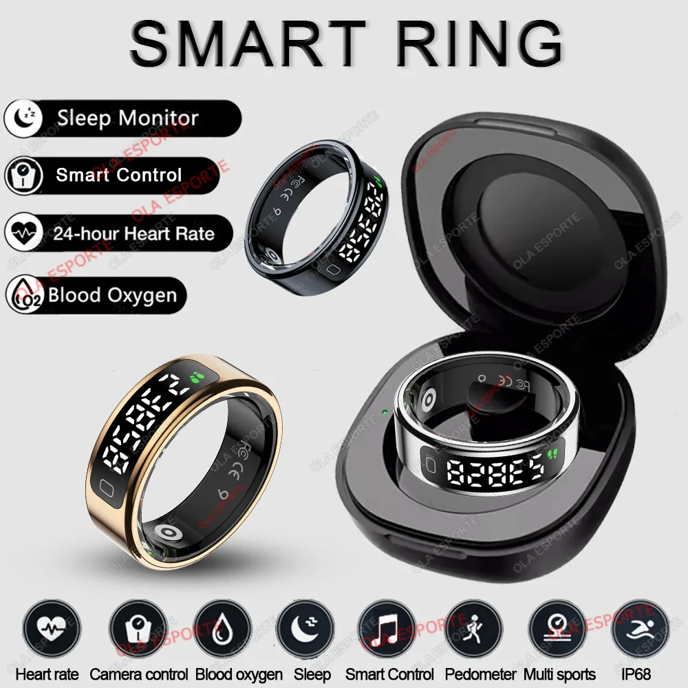 

Смарт-кольцо 2025 года с экраном дисплея и сенсорным экраном, беспроводная зарядка, менеджер о здоровье, интеллектуальное управление, водонепроницаемость 5 АТМ для мужчин и женщин