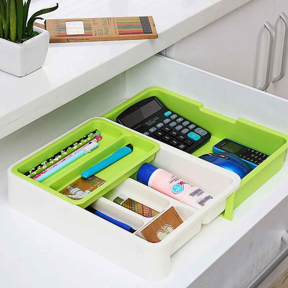 

Kitchen Storage Box Drawer Organizer Tray Multipurpose Utensil Green Organizers