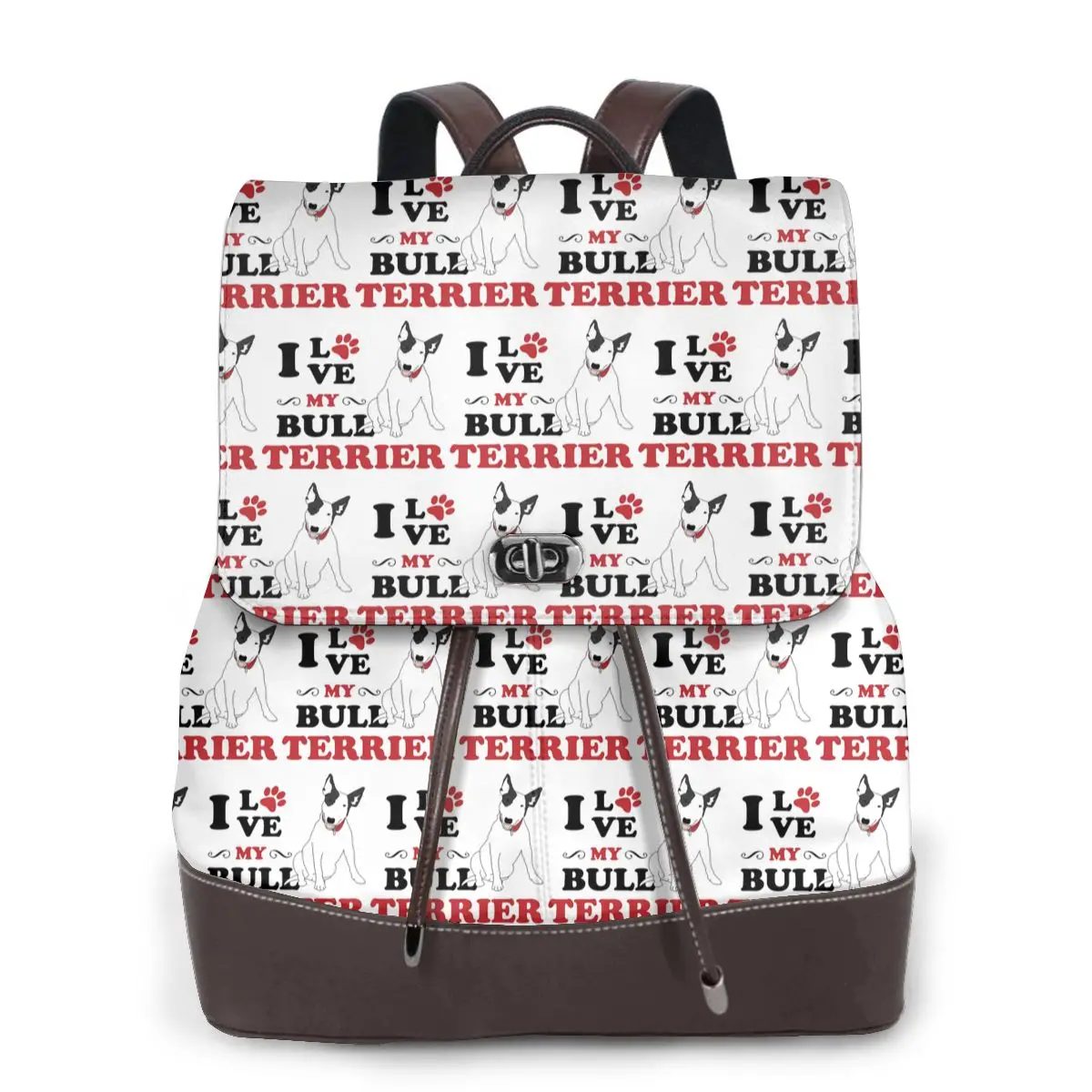 I Love My Bull Terrier Dog Bookbag School Student Bags Hiking Travel Daypack for Women Fashion Derma Backpack