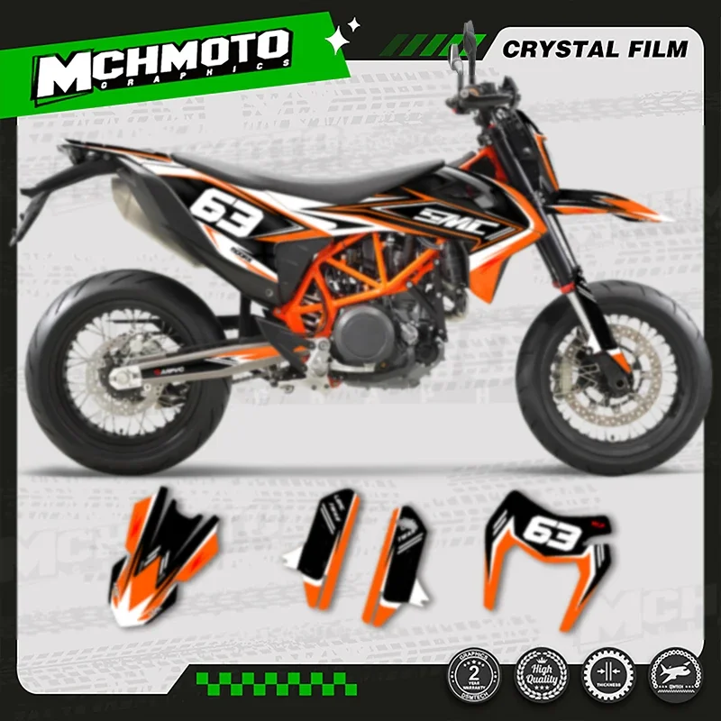 

MCHMFG Custom Team Motorcycle Graphics Background Decals Stickers For KTM SMC-R 690 Enduro 2019 2020 2021 Number Name Custom