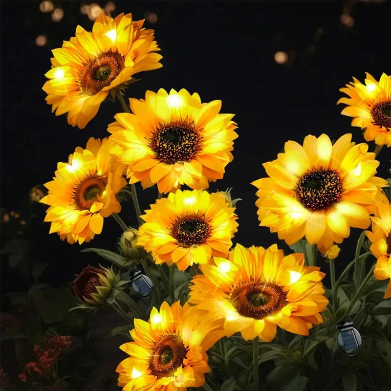 

Светодиодные солнечные светильники с имитацией подсолнечника, садовый двор, лужайка, ночные огни, подсолнечник, солнечная лампа, пейзаж, домашние декоративные цветочные фонари