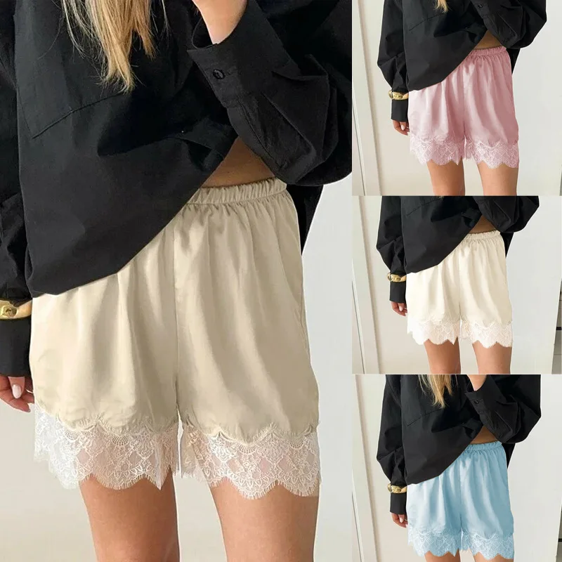 

New Women's Lace orts Casual Elastic Waist Thin ort Pants Ci Walk Sle Vintage Look Tee-Ester Fiber Polyester Blend