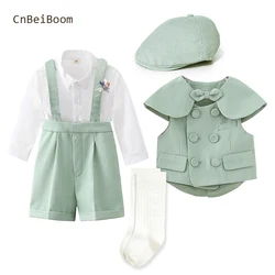 2024 Spring New Children's Clothing Set Baby Boy Girl Gentleman Suit Boys Green Festival Birthday Party Clothes Boutique Dress