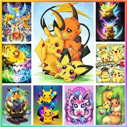 Pikachu Eevee Pokemon Cross Stitch Kit Diamond Painting Mosaic Embroidery Element 5D DIY Art Garden Decoration Offers Cross