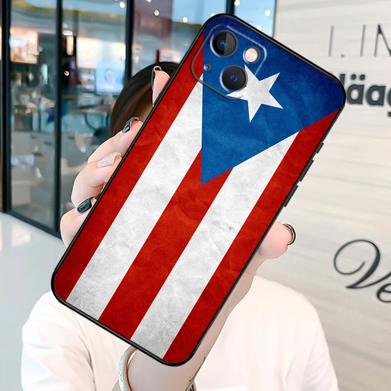 Puerto Rico Flag Phone Case For iPhone 12 11 13 14 15 16 Pro Max Plus Silicone Cover For iPhone XR X XS Max