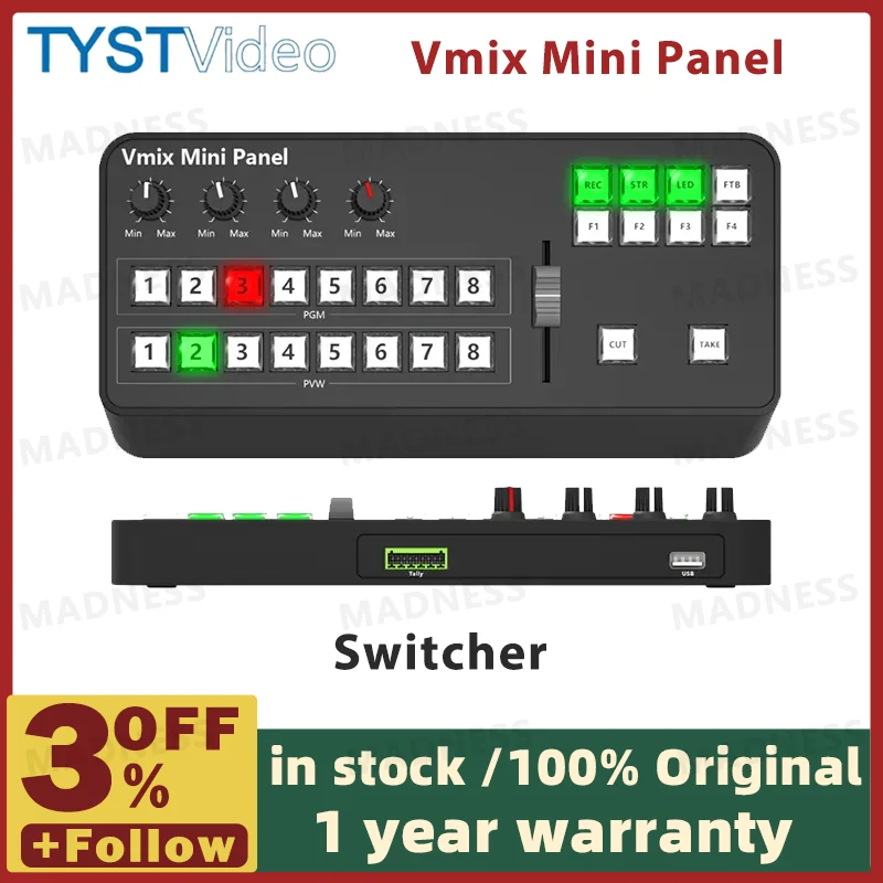 TYST Video Vmix Mini Switcher BDM Control Panel MIDI2.0 Video Recording Switchboard for OBS Ins TV Broadcasts pk blackmagic