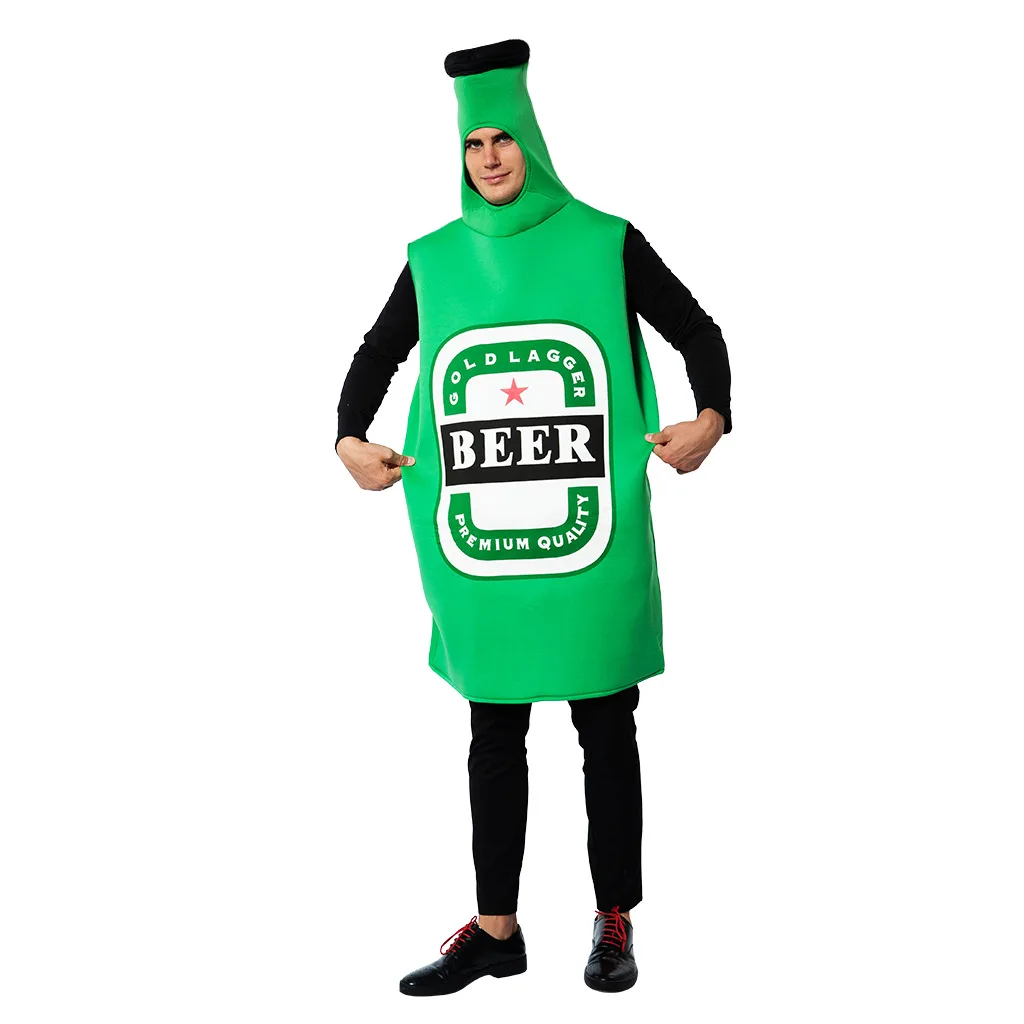 Comida Role Beer Bottle Cosplay Traje para Homens e Mulheres, Festa Festival, Performance, Halloween Fun, Trajes de Palco, Adulto