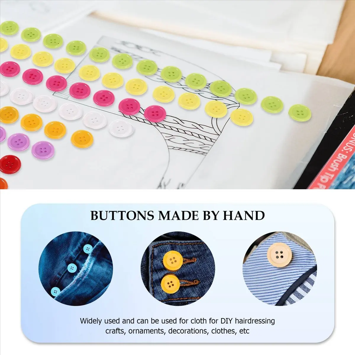 MALL DIY random color Set of 100 sewing buttons Craft for kids DIY toys, Plastic, Random Color, 20mm