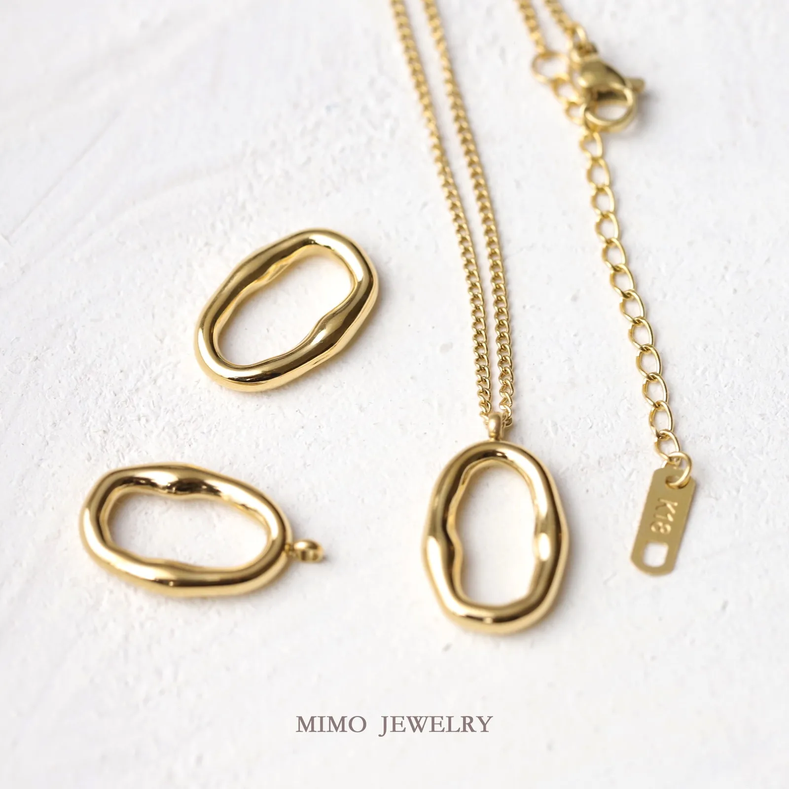 

Irregular Elliptical Circular Pendant Ins Wind Charms Pendant Supplies DIY Hand Stainless Steel Gold Plated Accessories 20x13mm