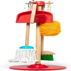 Children's Playing Home Simulation Cleaning Set Early Education Wooden Broom Sweeping Mopping Cleaning Tools Toys