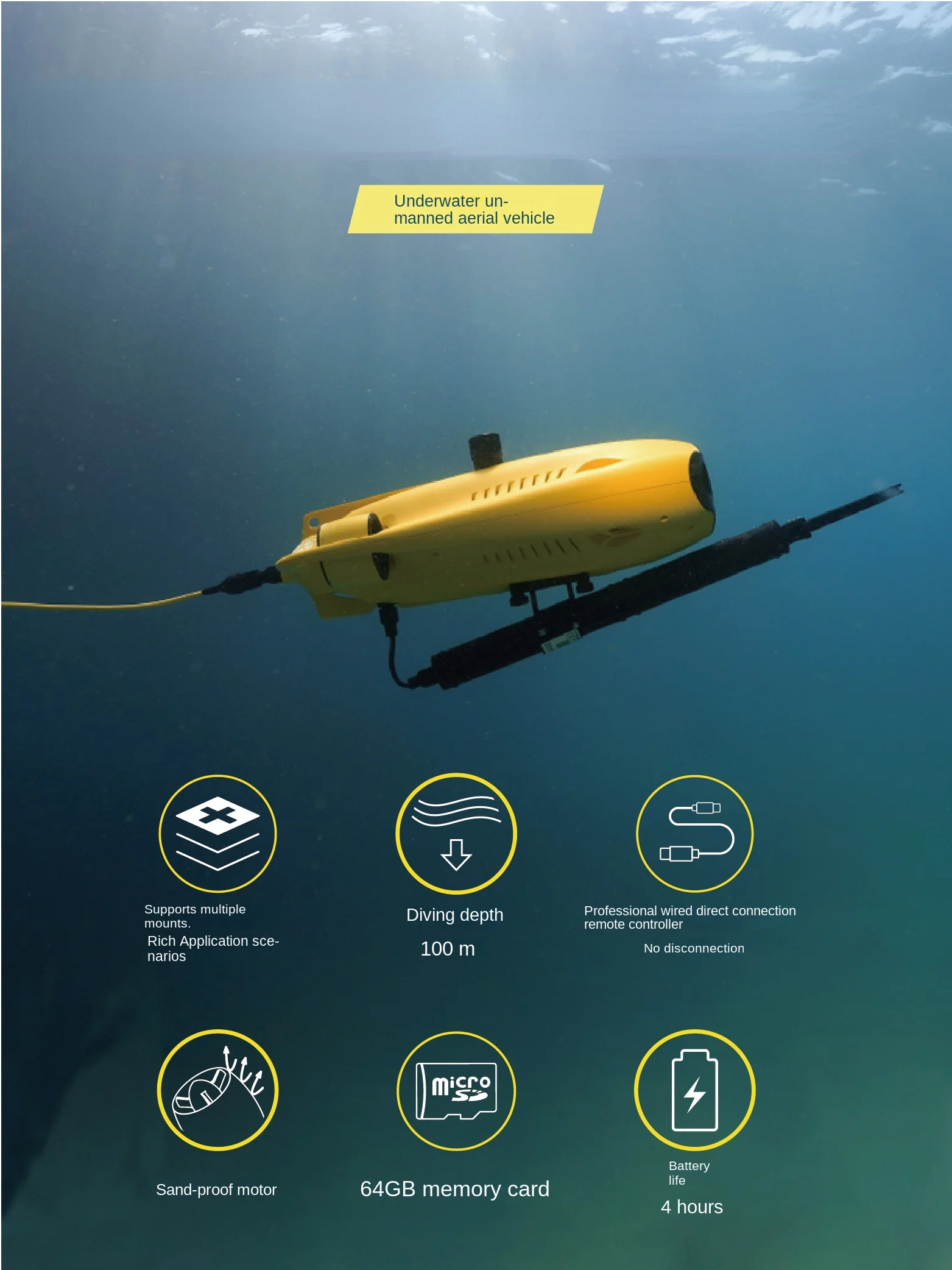 Professional underwater drone fish detector remote control 4K high-definition intelligent shooting equipment