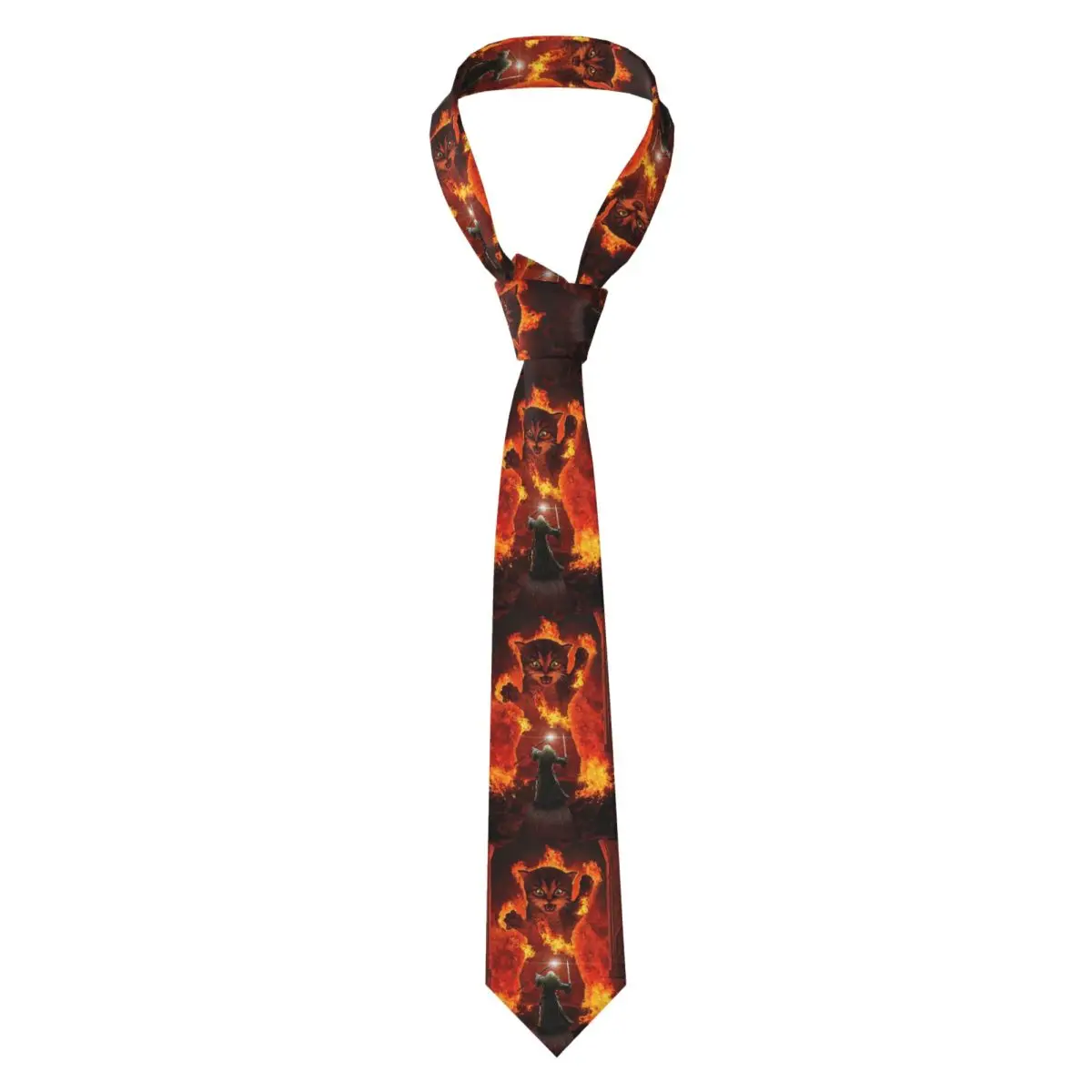 Balrog Cat Necktie for Men Silk Polyester 8 cm Neck Ties Wedding Business Tie Casual Gravatas