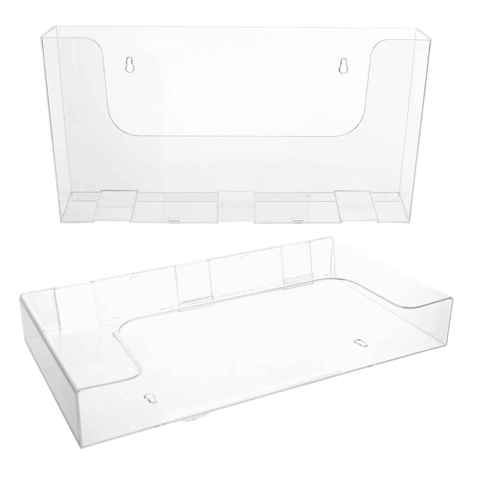 2Pcs Acrylic Wall File Holder Transparent A4 Magazine Rack Shelf Wall Mounted Document Organizer Office School Home Paper